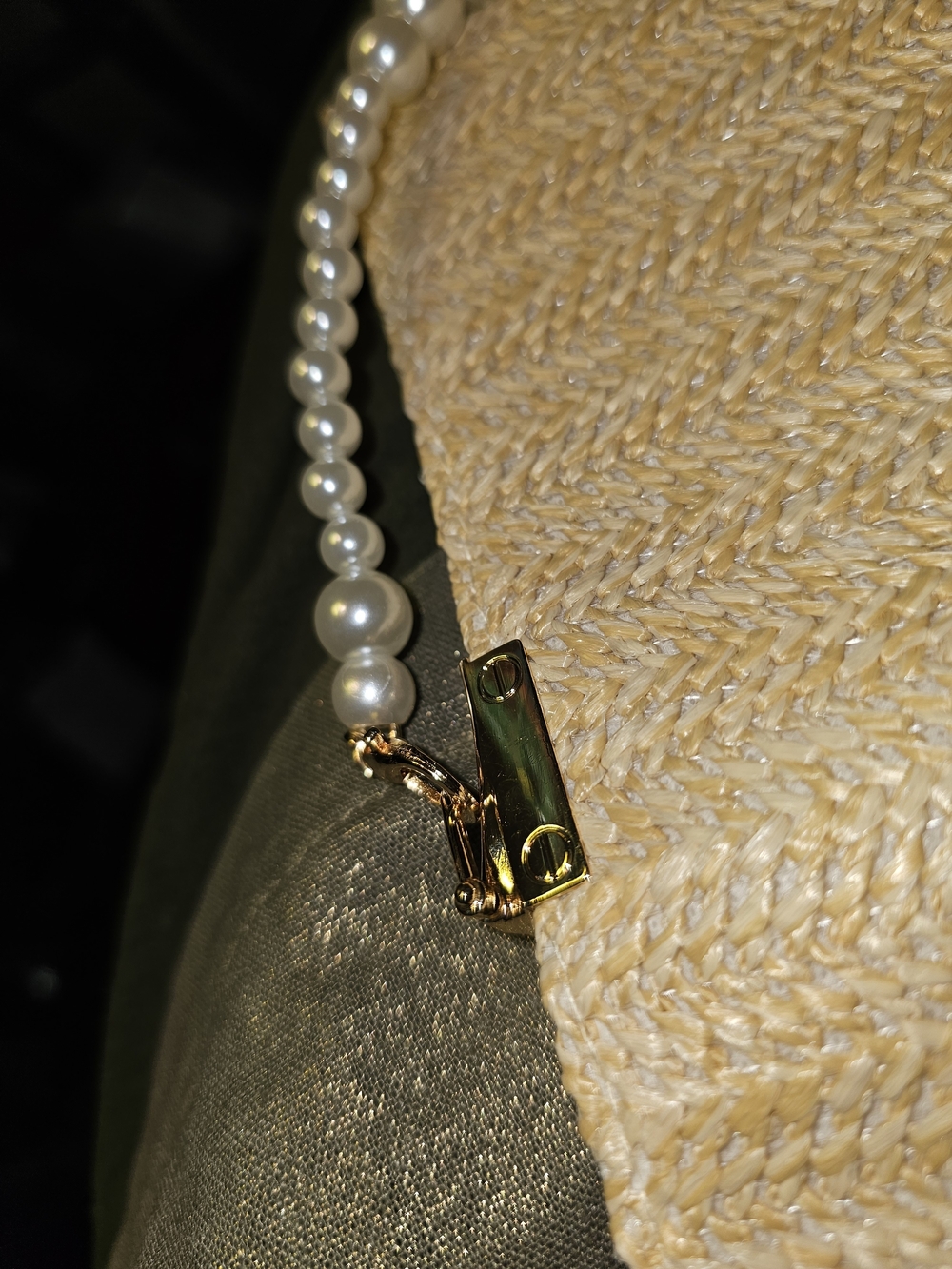 Dior Straw Pearl PurseTrim Shoulder Bag in Beige - Picture 3 of 15